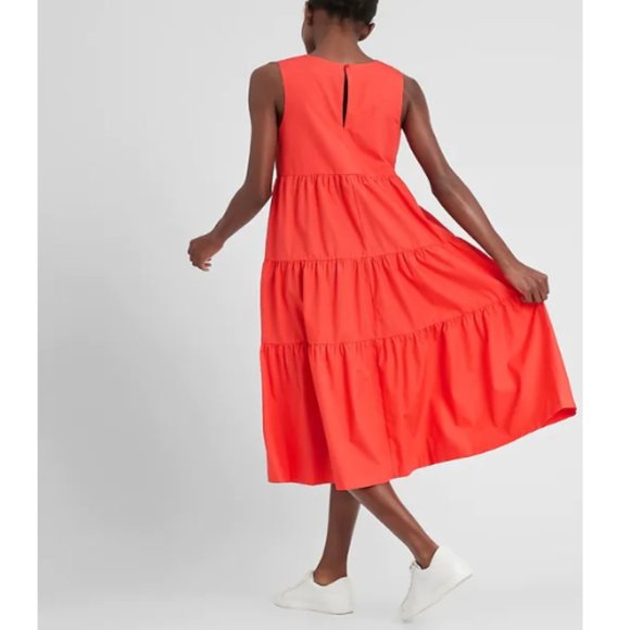 NWT BR Organic Cotton Tiered Dress SP Black F743 - Picture 4 of 5